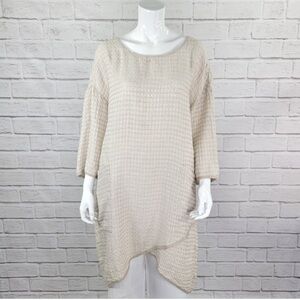 Grizas • Natural 100% Linen Cream Textured Long Sleeve Tunic